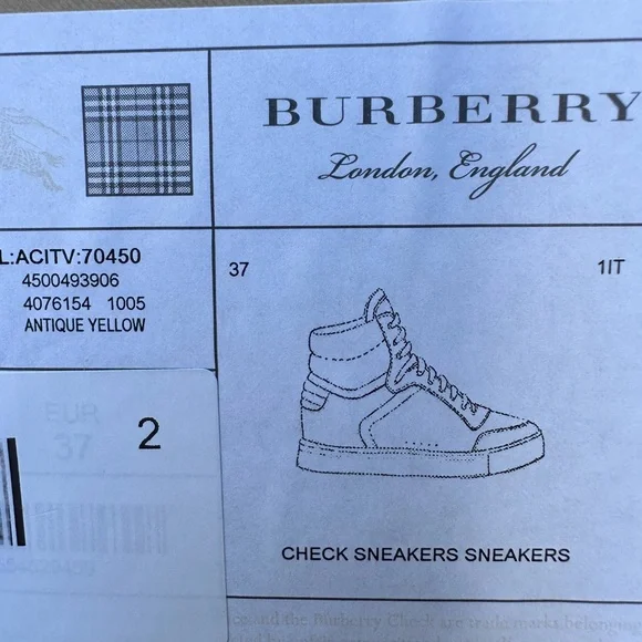 Burberry Check Hightop Sneaker size 37 - Picture 14 of 15